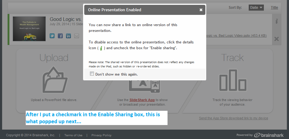 your onlne presentation is enabled